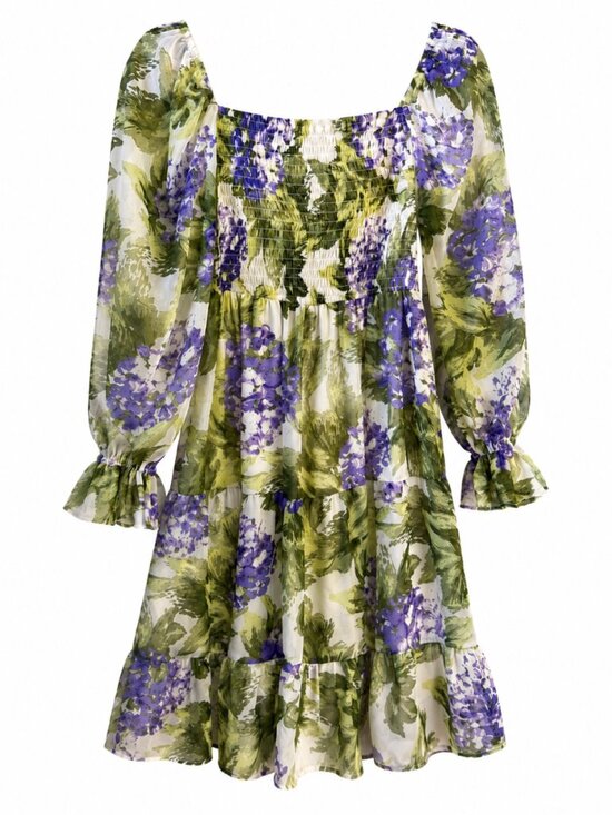 Ricki's Dresses & Skirts - 💖 2/40 Ricki’s Purple Floral Smocked Puff Sleeve Mini Dress Size M